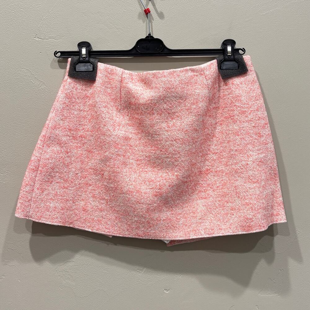 NWT Maje Janello Pleated Tweed Mini Skort Pink Rose - Size: 10 US / 42 EU - Picture 5 of 13